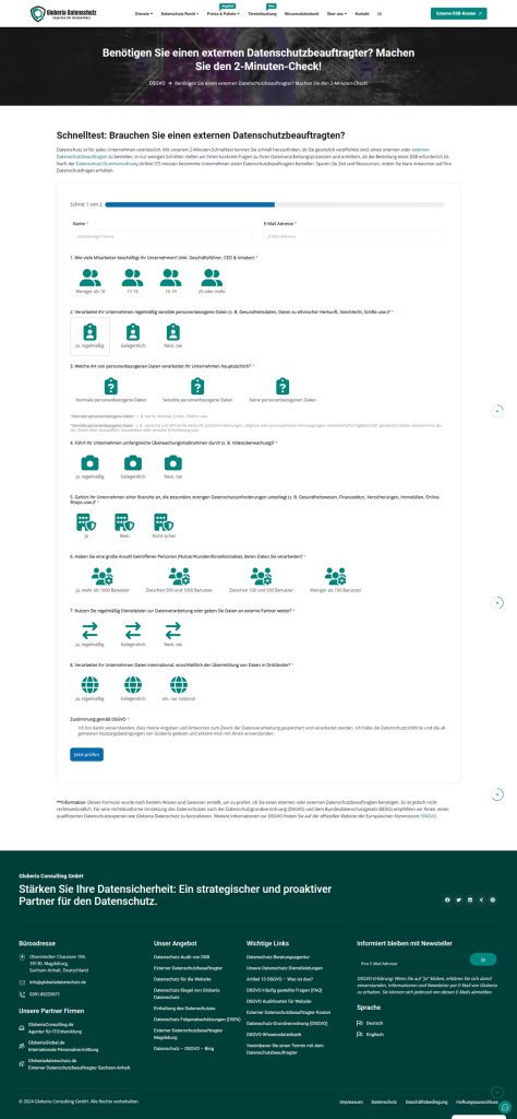 Online-Quiz, um zu prüfen, ob Sie einen Datenschutzbeauftragten brauchen.